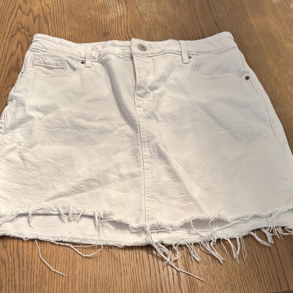 Old Navy White Distressed Mini Skirt
